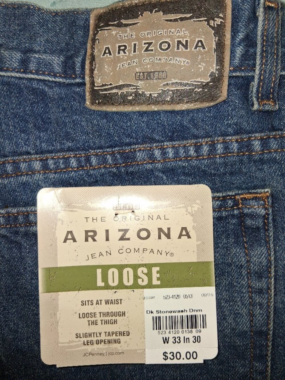 NWT Arizona Men's Loose Fit Jeans 33x30 - Picture 5 of 6